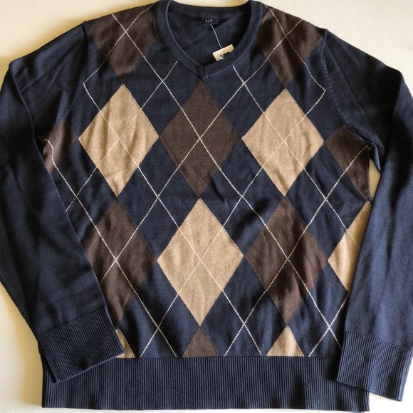 Gap men’s argyle V-neck sweaters Navy - Picture 1 of 2